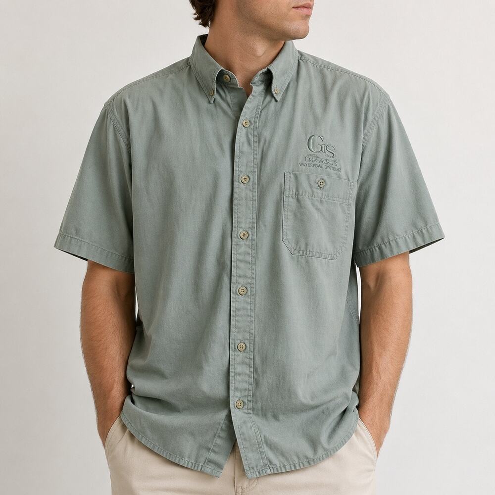 Drake Clothing Company Green Short Sleeve Button Down Shirt Sz M